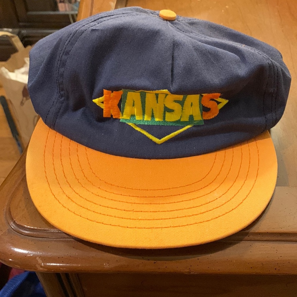Vtg Kansas cap blue and orange SnapBack